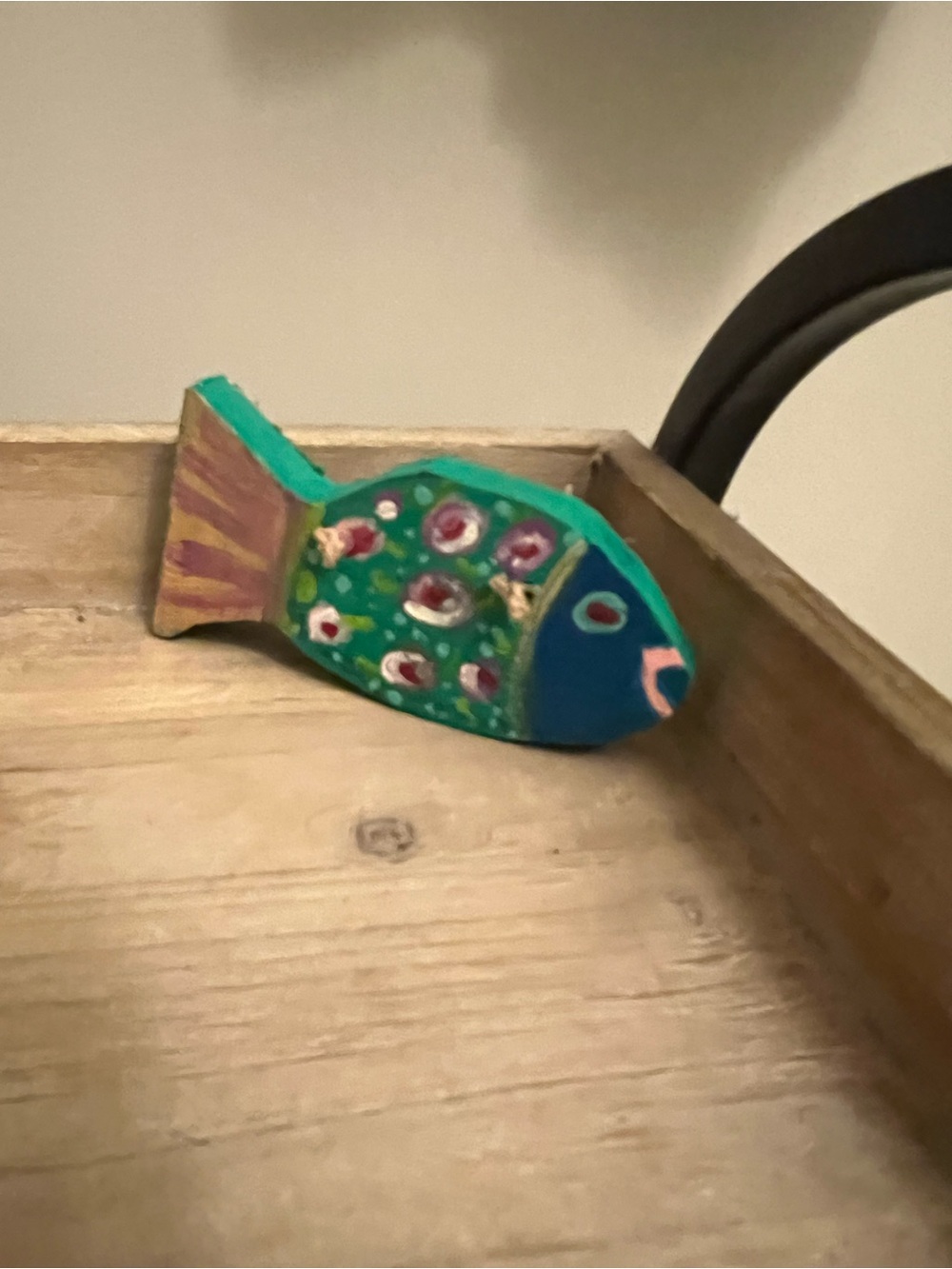 Hand-Painted Teal Decorative Fish Figurine